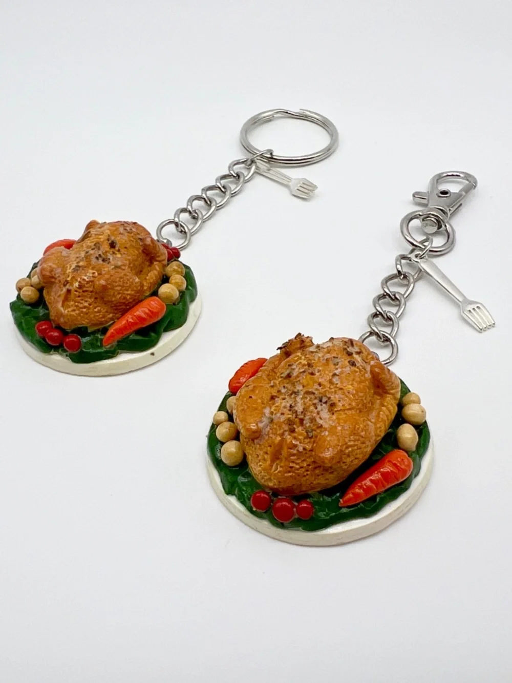Thanksgiving Turkey Platter Keychain or Bag Clip | Handmade Mini Food Accessory